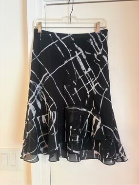 Y2K Black & White Abstract Print slip Skirt